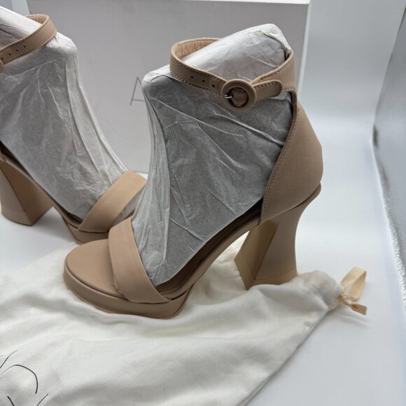 AGL Janis Ankle Strap Platform Sandal in Ghibli Cream - Picture 4 of 12
